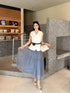 Women Casual Vest and  Twill Skirts With Pocket Belt Sets